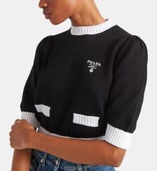 Pull droit court en coton Prada
