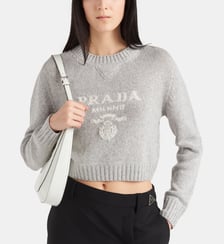 Pull droit en laine et cachemire signature Prada