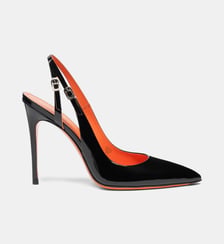 Escarpins en cuir verni double boucle Santoni