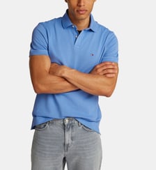 Polo droit en coton logo flag Tommy Hilfiger