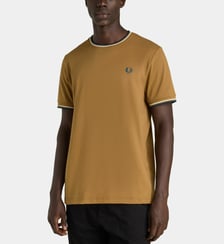T-shirt droit liseré logo coton Fred Perry