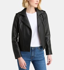 Blouson style motard Léonard cuir Galeries Lafayette