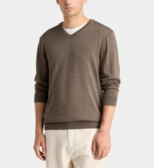Pull droit Terive col V laine mérinos responsable Galeries Lafayette