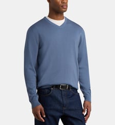 Pull droit Terive col V laine mérinos responsable Galeries Lafayette