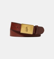 Ceinture fine cuir plaque siglée Polo Ralph Lauren