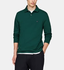 Polo droit piqué stretch manches longues Tommy Hilfiger