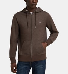 Hoodie zippé logo brodé coton mélangé Gant