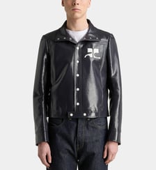 Veste Vinyl courte droite grand logo coton mélangé Courrèges