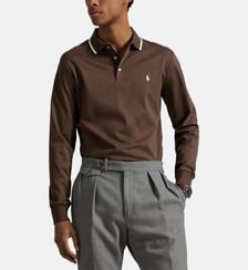 Polo ajusté coton pima manches longues Polo Ralph Lauren