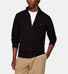 Gilet droit zippé coton pima et cachemire Tommy Hilfiger