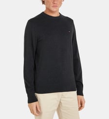 Pull droit logo coton biologique et cachemire Tommy Hilfiger