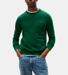 Pull droit logo coton biologique et cachemire Tommy Hilfiger