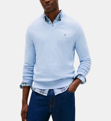 Pull droit logo coton pima et cachemire Tommy Hilfiger