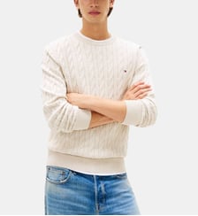Pull droit maille torsadée coton Tommy Hilfiger