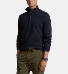 Pull droit col camionneur coton piqué Polo Ralph Lauren