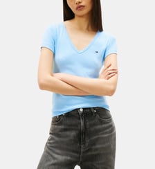 T-shirt slim coton stretch côtelé Tommy Hilfiger