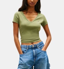 T-shirt slim coton stretch côtelé Tommy Hilfiger