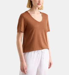 T-shirt droit Alexa V lin Galeries Lafayette