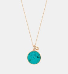 Chaine - Disque en or rose et turquoise Ginette Ny