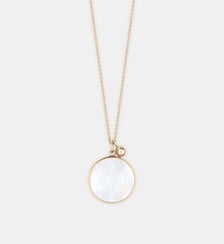 Chaine - Disque en or rose et nacre blanche Ginette Ny