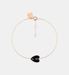 Bracelet - Mini cœur en or rose et onyx  Ginette Ny