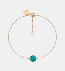 Chaine - Mini disque en or rose et turquoise Ginette Ny