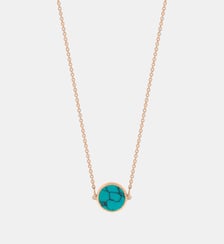 Chaine en or rose - Mini disque en turquoise Ginette Ny