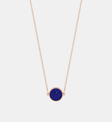 Chaine-Mini disque en or rose et lapis lazuli Ginette Ny