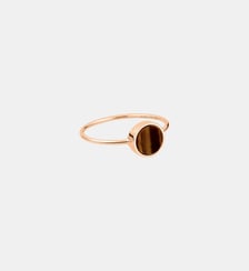 Bague-Mini disque en or rose et oeil de tigre Ginette Ny