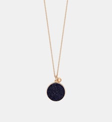 Chaine en or rose - Disque en pierre de sable bleue Ginette Ny