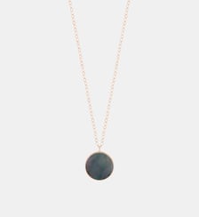 Longue chaine en or rose - Disque en nacre noire Ginette Ny