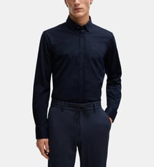 Chemise droite en jersey de coton mélangé structuré BOSS