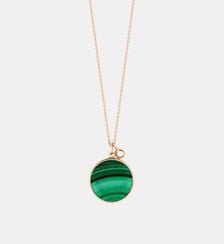 Chaine - Disque en or rose et malachite  Ginette Ny