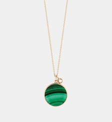 Chaine en or rose - Disque en malachite Ginette Ny