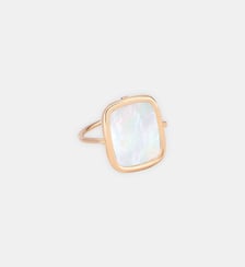 Bague en or rose et nacre blanche Ginette Ny