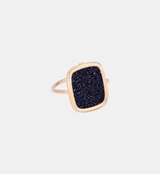 Bague en or rose et pierre de sable bleue Ginette Ny