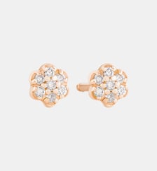 Boucles d'oreilles lotus en or rose et mini diamants Ginette Ny