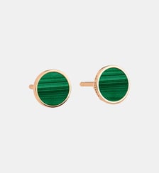 Boucles d'oreille - Disque en or rose et malachite Ginette Ny