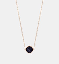 Chaine-Mini disque en or rose et pierre de sable bleue Ginette Ny
