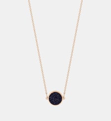 Chaine en or rose - Mini disque en pierre de sable bleue Ginette Ny