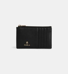 Porte-cartes zippé Camélia en cuir monogramme Furla