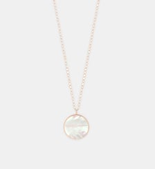 Longue chaine en or rose - Disque en nacre blanche Ginette Ny