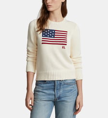 Pull droit motif drapeau américain coton Polo Ralph Lauren