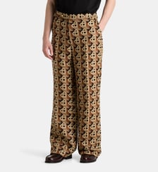 Pantalon droit large jacquard cœurs laine Casablanca