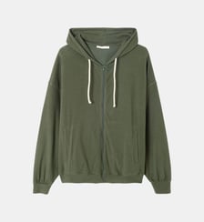 Sweat droit zippé à capuche en coton American Vintage