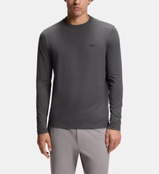 T-shirt droit coton stretch manches longues logo contrastant BOSS