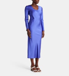 Robe longue ajustée Alina en nylon satiné Samsoe Samsoe