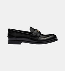 Mocassins en cuir brossé signature Miu Miu
