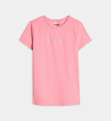 T-shirt droit signature strass Guess