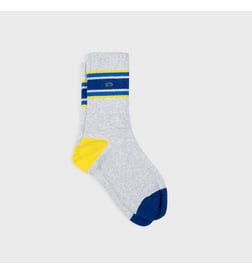 Gris chiné, bleu et jaune